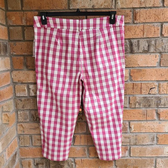 Time and Tru Womens Size 16 Crop Capri Pants Rosiest Rouge Plaid - Picture 12 of 12